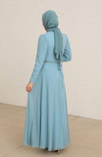 Mint Blue Hijab Evening Dress 5737-06