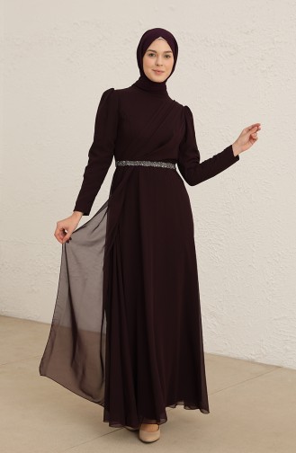 Dunkelviolett Hijab-Abendkleider 5737-07