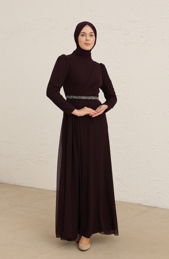 Dark Purple Hijab Evening Dress 5737-07