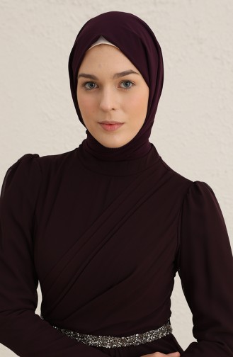 Dark Purple İslamitische Avondjurk 5737-07