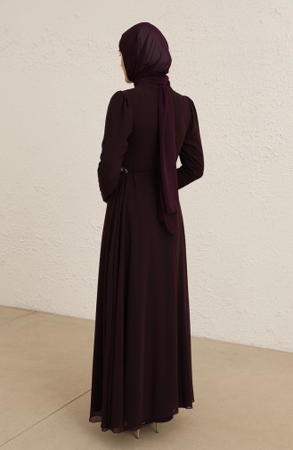 Dark Purple Hijab Evening Dress 5737-07