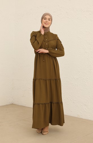 Khaki İslamitische Jurk 3120-01