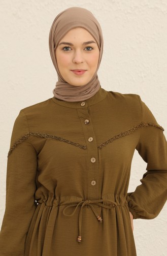 Khaki İslamitische Jurk 3120-01