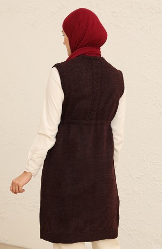 Triko Cepli Yelek 22153-04 Koyu Bordo