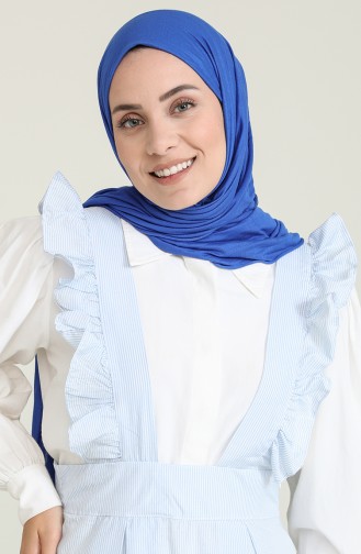 Çizgili Jile Elbise 1814-02 Mavi