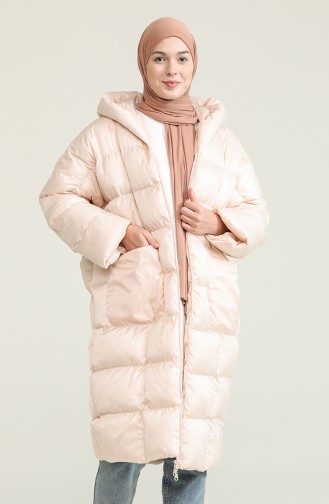 quilted Zippered Puffer Jacket 7001-09 Ecru 7001-09