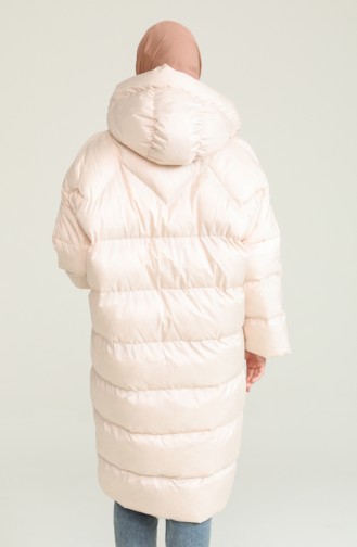 quilted Zippered Puffer Jacket 7001-09 Ecru 7001-09