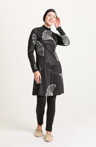 Schwarz Hijab Badeanzug 2208-01