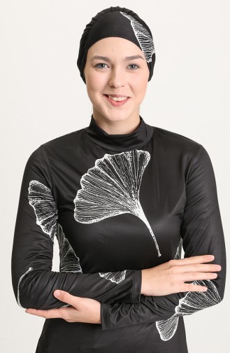 Schwarz Hijab Badeanzug 2208-01