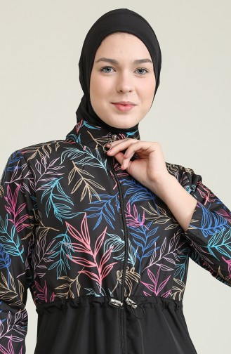 Schwarz Hijab Badeanzug 038-01