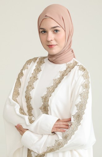 Oyya Barok Brodeli Pamuklu Terletmeyen Namaz Elbisesi 228451-01 Ekru