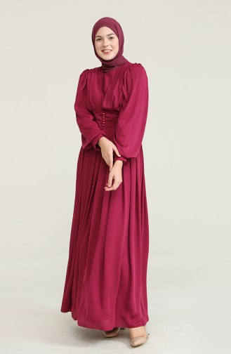 Plum Hijab Evening Dress 60282-02
