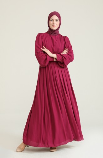 Plum Hijab Evening Dress 60282-02