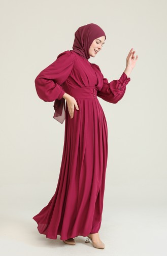 Plum Hijab Evening Dress 60282-02