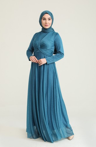 Petroleum Hijab-Abendkleider 5397-15