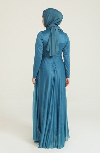 Petroleum Hijab-Abendkleider 5397-15