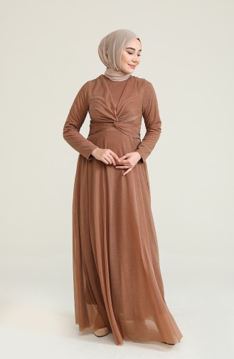 Milchkaffee Hijab-Abendkleider 5397-16