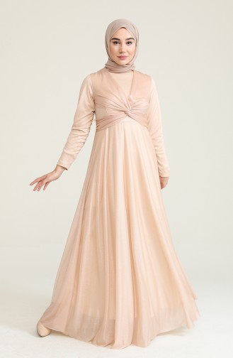 Salmon Hijab Evening Dress 5397-18