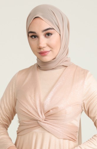 Salmon Hijab Evening Dress 5397-18