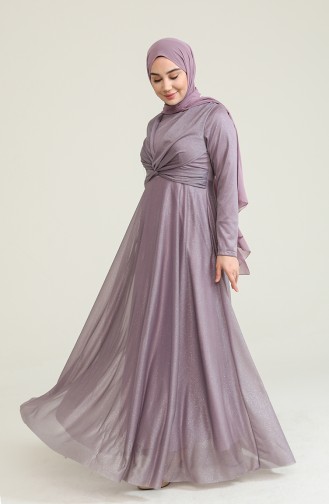 Light Lilac Hijab Evening Dress 5397-19