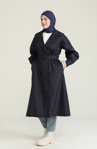 Navy Blue Trench Coats Models 2404-01