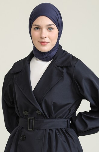 Navy Blue Trench Coats Models 2404-01