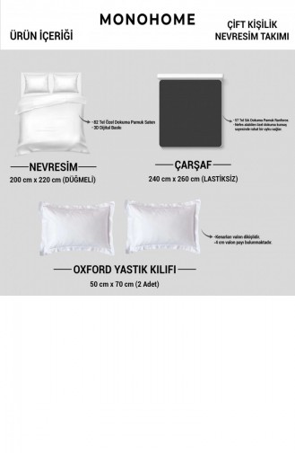 Monohome Spring Fresh Luxury Çift Kişilik Pamuk Saten Nevresim Takımı