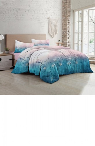 Monohome Soft Blue Luxury Çift Kişilik Pamuk Saten Nevresim Takımı