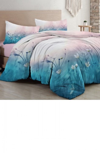 Monohome Soft Blue Luxury Çift Kişilik Pamuk Saten Nevresim Takımı