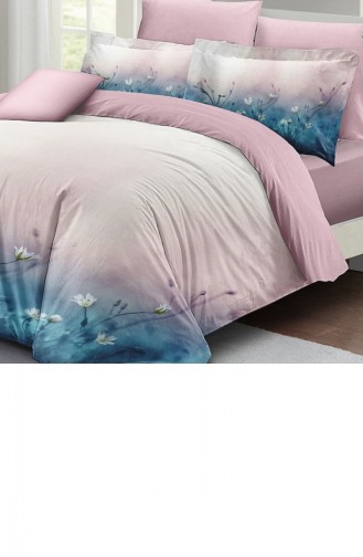 Monohome Soft Blue Luxury Çift Kişilik Pamuk Saten Nevresim Takımı