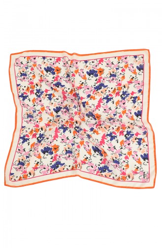 Oyya Soft Çiçek Desen Eşarp 80973-12 Oranj Krem