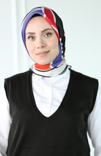 Oyya Soft Geometrik Desen Eşarp 80965-04 Siyah Krem