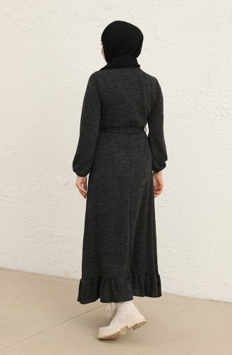 Fitilli Kuşaklı Elbise 0801-01 Siyah