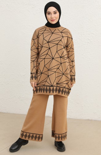 Triko Tunik Pantolon Ikili Takım 7310-01 Camel