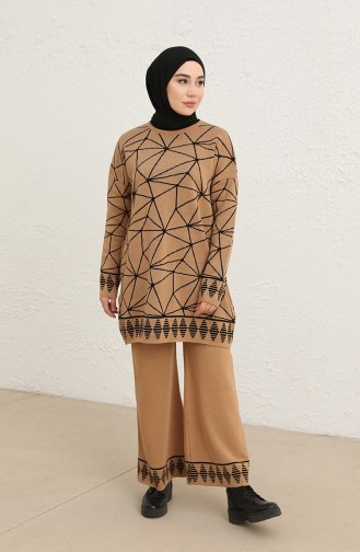 Triko Tunik Pantolon Ikili Takım 7310-01 Camel