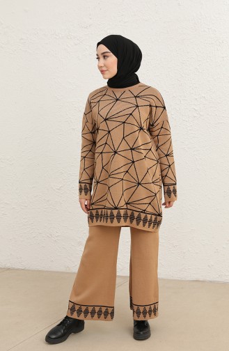 Triko Tunik Pantolon Ikili Takım 7310-01 Camel