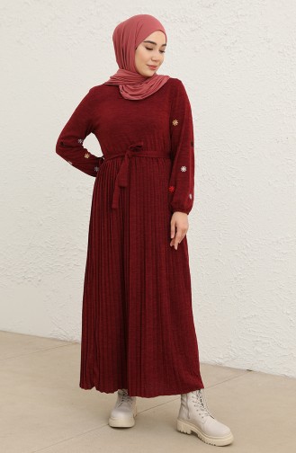 Weinrot Hijab Kleider 0800-04