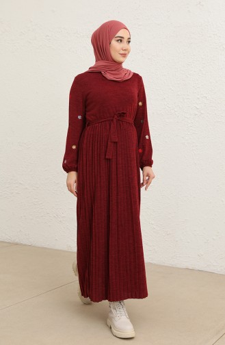 Weinrot Hijab Kleider 0800-04