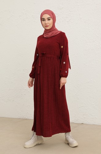 Weinrot Hijab Kleider 0800-04