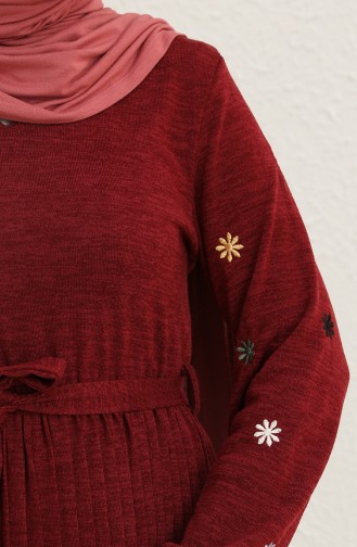 Weinrot Hijab Kleider 0800-04