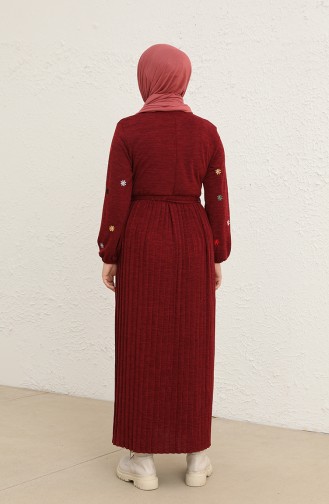 Weinrot Hijab Kleider 0800-04