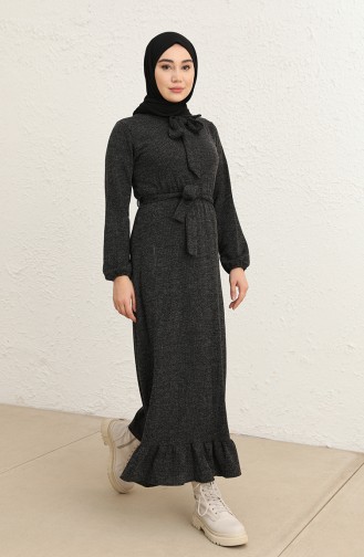 Fitilli Kuşaklı Elbise 0801-01 Siyah