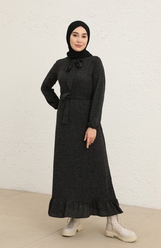 Fitilli Kuşaklı Elbise 0801-01 Siyah