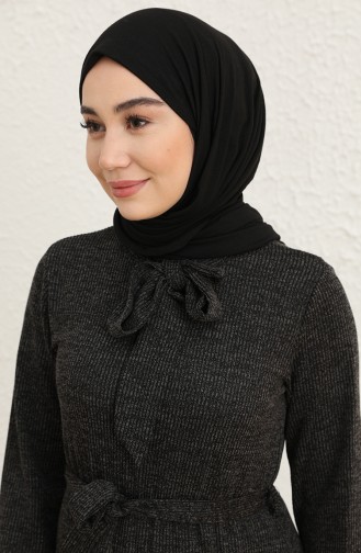 Fitilli Kuşaklı Elbise 0801-01 Siyah