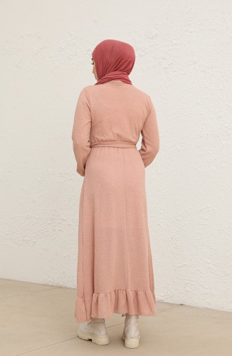 Fitilli Kuşaklı Elbise 0801-02 Pudra