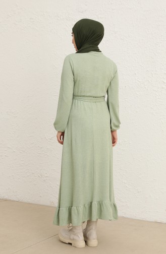 Fitilli Kuşaklı Elbise 0801-05 Mint Yeşili