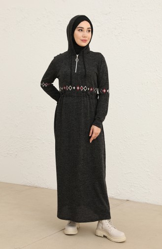 Schwarz Hijab Kleider 0803-02