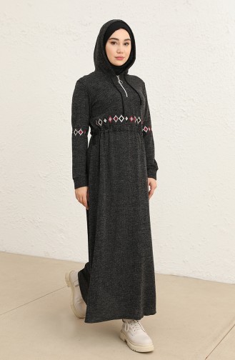 Schwarz Hijab Kleider 0803-02