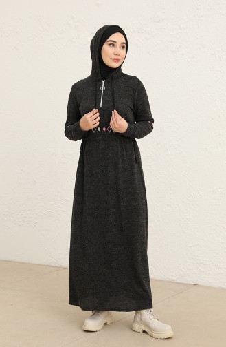 Schwarz Hijab Kleider 0803-02