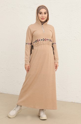 Beige Hijab Dress 0803-05